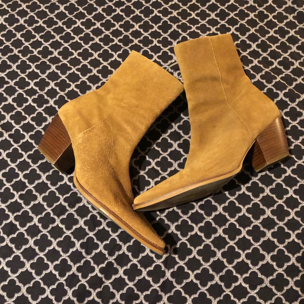 Matisse Yellow Suede Pointed Ankle Booties